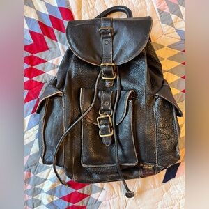 Vintage Black leather backpack